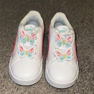 Puma Kids White Sneakers with Colorful Butterflies